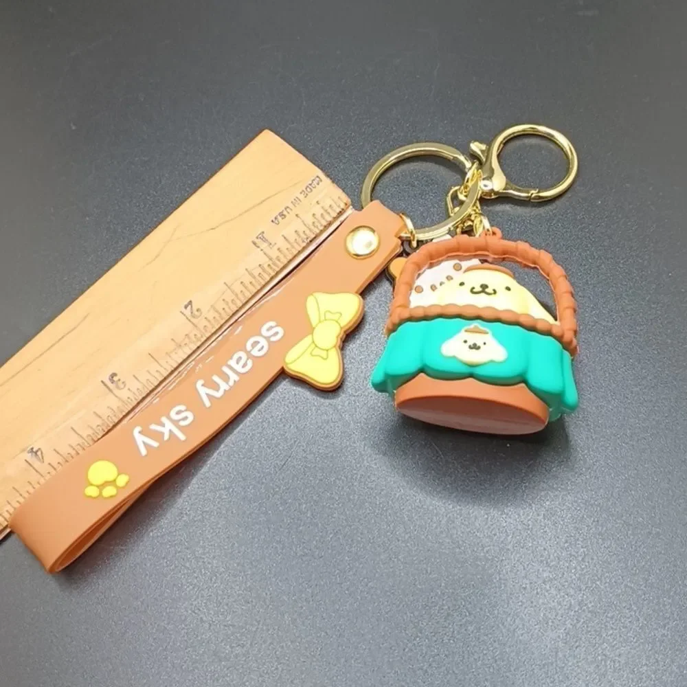 Pompom puppy cartoon sanrio silicone wristlet keychain Keyring